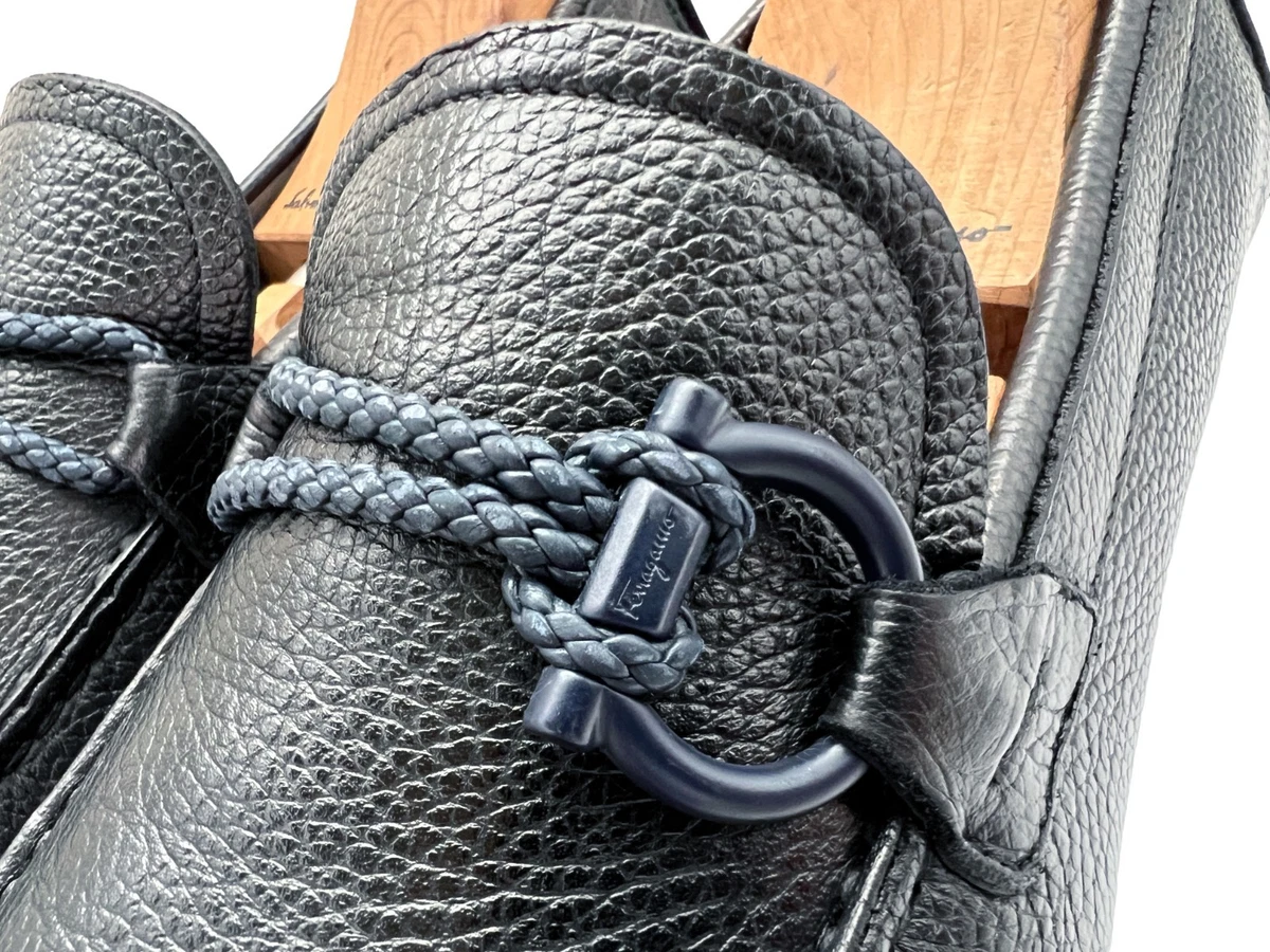 Salvatore Ferragamo Leather Upper Blue Dress Shoes for Men 