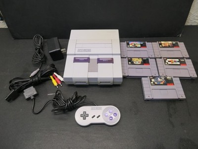Nintendo SNES Super Nintendo Console Bundle w/Controller & 5 Games
