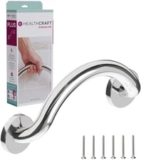 Plus Series Crescent Grab Bar for Bath and Shower Safety, 14.3 inch | Wall-Mo...