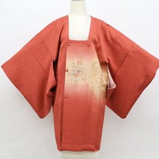 JAPANESE KIMONO MICHIYUKI COAT REDDISH BROWN 91cm 3 ft 0 in PURE SILK E7995