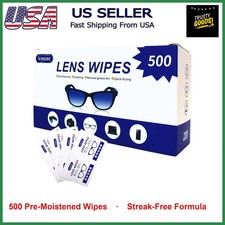 500 Pcs Pre-Moistened Lens Wipes for Eyeglasses Sunglasses Individually Wrapped