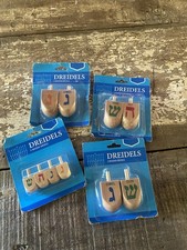 Wooden Hebrew Dreidel Set Lot Group Chanukah Painted Wood Dreidels Game New