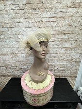 Cato Ivory  Black Sequin  Netting Hat For Church, Derby w/box