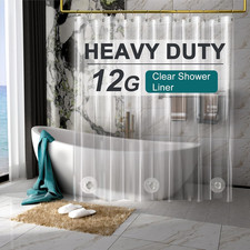 AmazerBath Heavy Duty Shower Curtain Liner 12 Gauge, 72 x 65 Inches Clear Shower