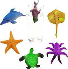 6 Pack Color Changing Ocean Animal Toys Mold Free Bath Toys for Kids Boys Girls