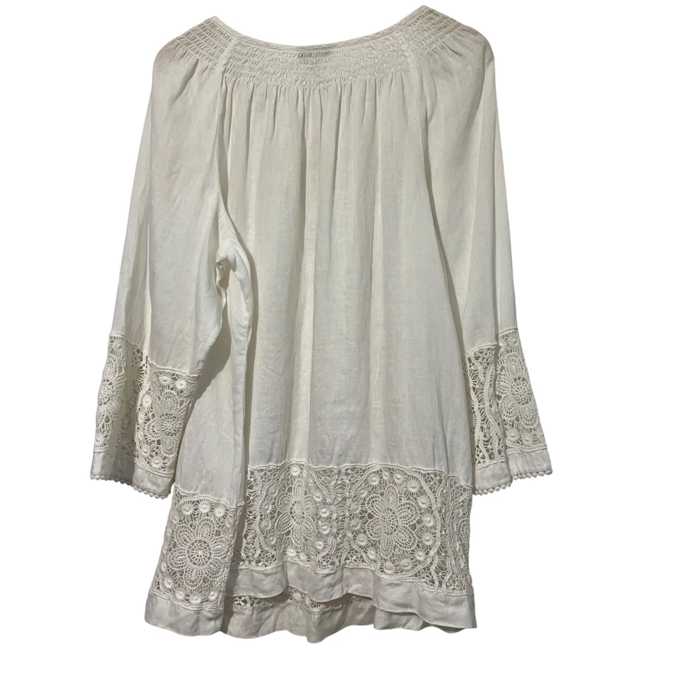 Blusa de lino Charter Club para mujer talla grande 2X borde de encaje otoño disfraz de Halloween Foto 2 de 4