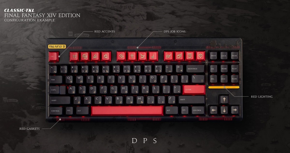 Novelkeys Final Fantasy 14 Keyboard Classic TKL FFXIV FF + Job