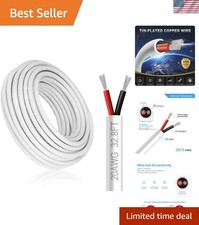 20 Gauge 2 Conductor Electrical Wire, 32.8FT White Stranded Low Voltage 20/2 ...