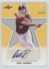 2020 Leaf Perfect Game National Showcase Yellow 25/25 Josh Pearson Auto 1u6