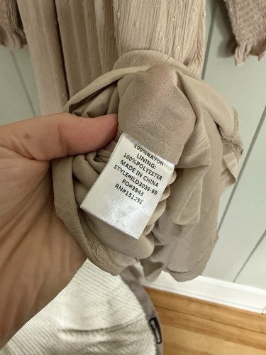 Abito midi Baltic Born Lainey smocked S piccolo beige a pois svizzero boho contadino - Foto 5 di 7