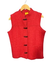 Ruby Rd. Petite Small Red Wool Vest With Toggle Buttons