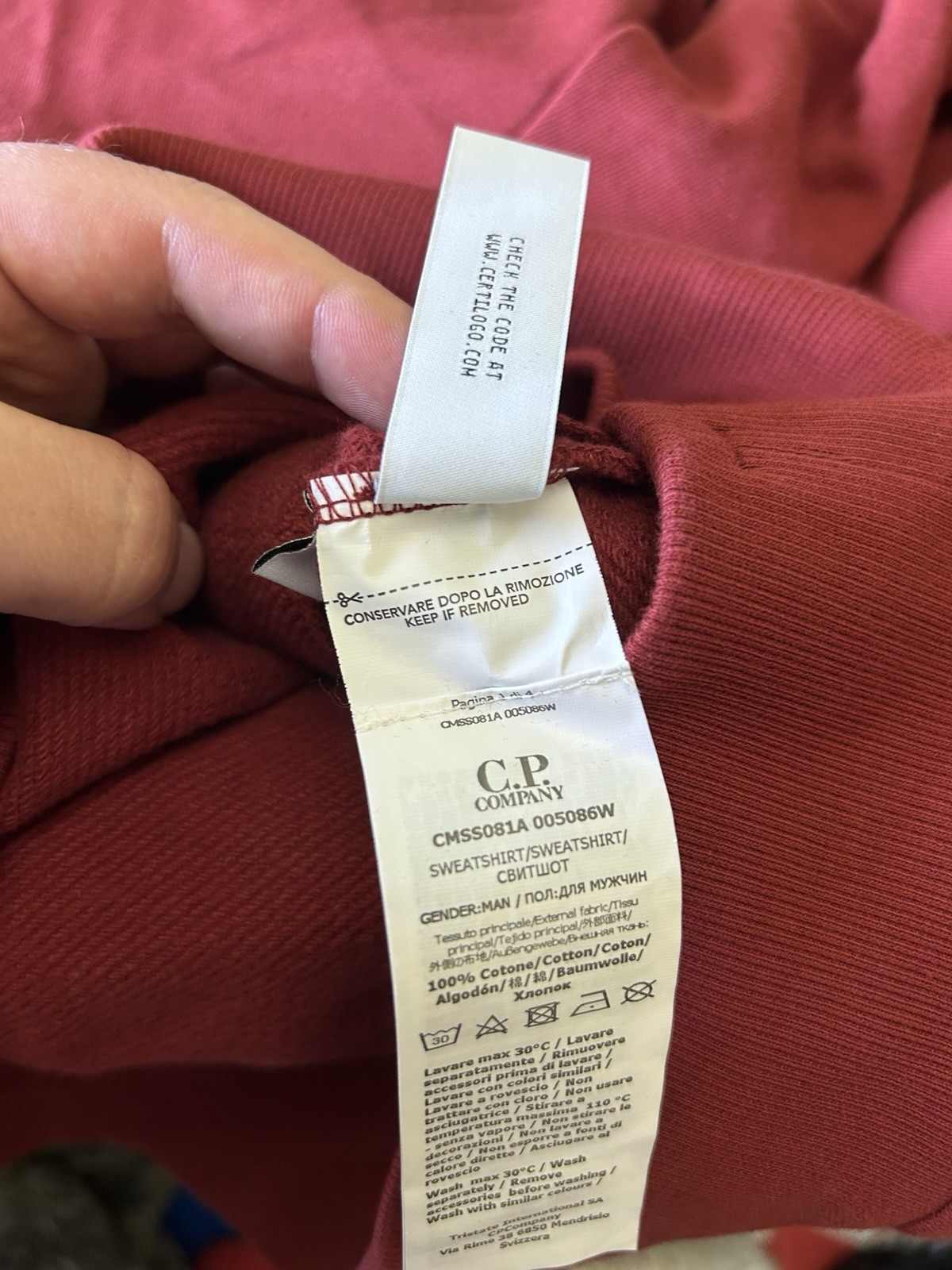 CP Company Red 1/4 Zip Diagonal Raised Fleece Lens Sweatshirt PTP 21” RRP £189 image 5
