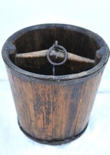 Antique 19th Century Coopered Oak Iron Bound Well Bucket / Water Drawing Pail