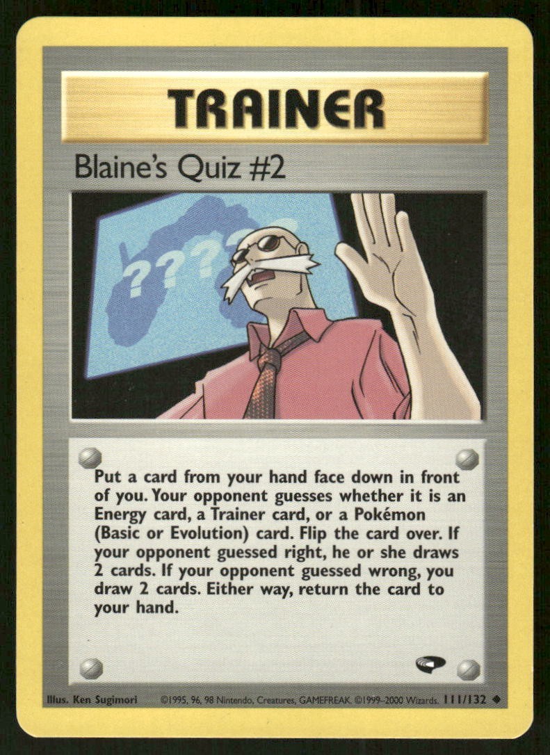 Pokemon Tcg Blaine's Quiz #2 #111 Pokemon Gym Challenge NM