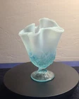 Fenton Glass Blue Opalescent  Lily of the Valley Pattern Hankerchief Vase