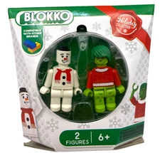 Blokko Christmas Holiday Snowman & Green Grouch Mini Figs 2 Figures New Snow Man