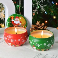 1/2PCS Christmas Atmosphere Aroma Candles Santa Claus Tin Box Plant Formula Arom