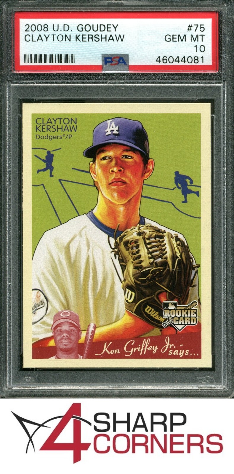 2008 UPPER DECK GOUDEY #75 CLAYTON KERSHAW RC DODGERS PSA 10