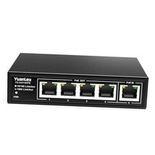 5 Port PoE Extender Gigabit with 4 PoE Out, 90W 5 Port 1000Mbps Metal Case