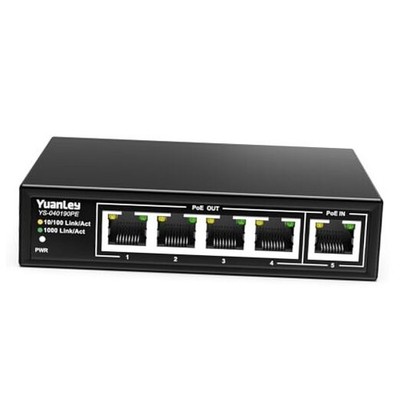  5 Port PoE Extender Gigabit with 4 PoE Out, 90W 5 Port（1000Mbps Metal Case)