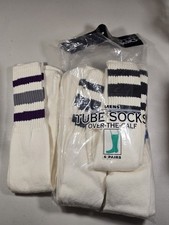 NOS NEW VTG 70s 80s KMart 6 Pack Extra Long Multi Stripe Cotton Tube Socks OSFM