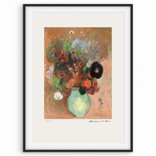 Odilon Redon Signed - The Black Poppy - Rare Print - Certificate. 