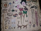 Vintage Mod Mixed Lot 45+ Rhinestone Crystal  Costume Jewelry Wear Repair Craft