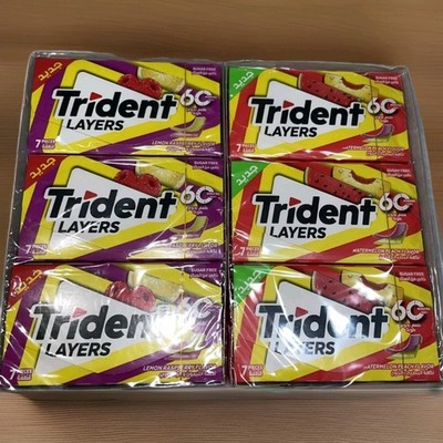 Trident Layers Watermelon &Peach Lemon&Raspberry 7 Count Pack Of 12 - Read Below