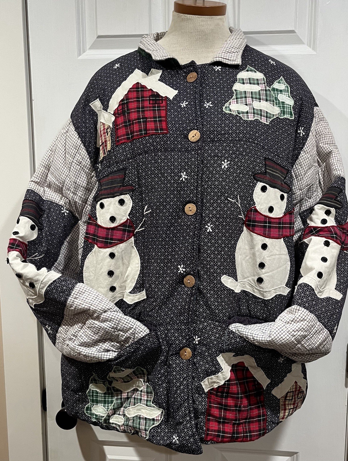 Vintage Patch Magic Quilted Patchwork Snowman Win… - image 4