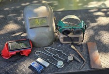 Vtg Welding Lot Lincoln Electric Fiberglass Helmet Goggles Torch Tip Striker