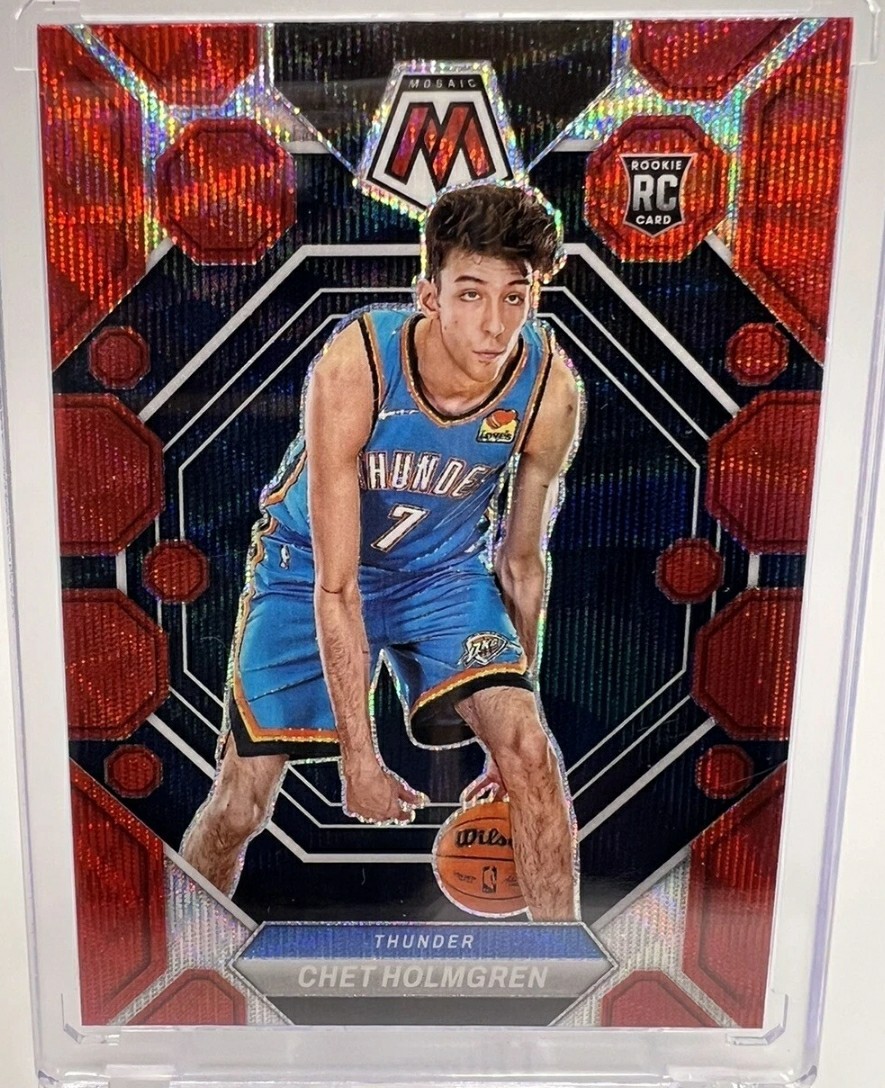  2022-23 Panini Mosaic 🔥Chet Holmgren (RC) Red Wave Prizm SP Rookie Thunder ⛈ 