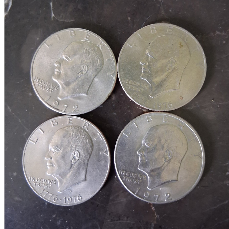 Eisenhower $1 Ike Dollar Lot of 4 Coins – 1972 & 1776-1976 Bicentennial