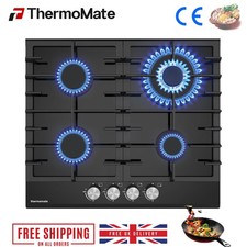 ThermoMate Gas Cooktop Glass Ceramic 4 Burner Built-in Hob NG/LPG Convertible