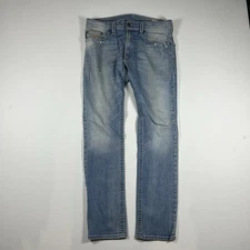 Diesel Jeans Mens 30 (32x30) Blue Light Denim Whiskers Thavar Slim Skinny