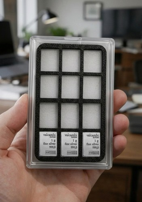 #ad Valcambi 1g Silver Bar Lot 3 .999 Fine w 12 Bar Display Case 3 Gram $54.99