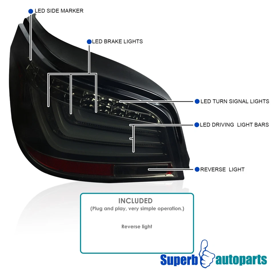 Fits 2004-2007 BMW E60 5-Series LED Bar Glossy Black Housing Smoke Tail Lights - Imagem 3 de 4