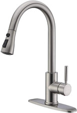 Single Handle High Arc Brushed Nickel Pull Out Kitchen Faucet,Single Level Stain