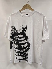 ROMWE Shirt Mens Large White Skeleton Ribcage Graphic Gothic Streetwear Tee