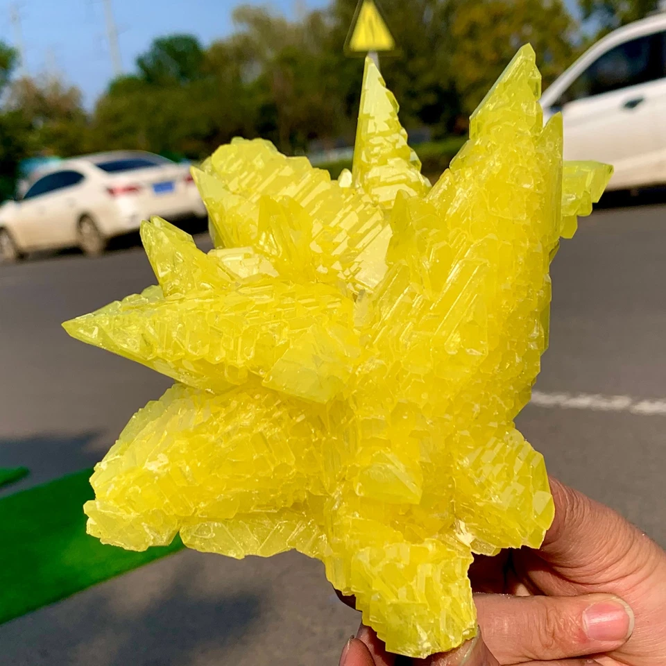 1,36 Pfund seltene natürliche gelbe Schwefel Kristall Quarz Kristall Mineral Probe