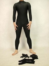 Unisex Full Body spandex zentai black removable catsuit size S-XXL
