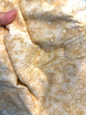 1.3 YD Vtg 40X47 BENARTEX STARS STRIPES Quilt Fabric Beige White PRINT BUY 1-2