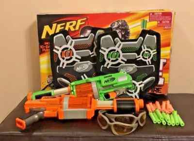 NERF FURYFIRE DART TAG SET NEW GUNS DARTS VESTS GLASSES FAST SHIP