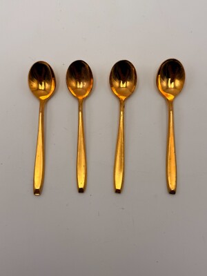 Heritage Diamond Head Gold Electroplate Demitasse Spoons Set of 4 Japan AAA