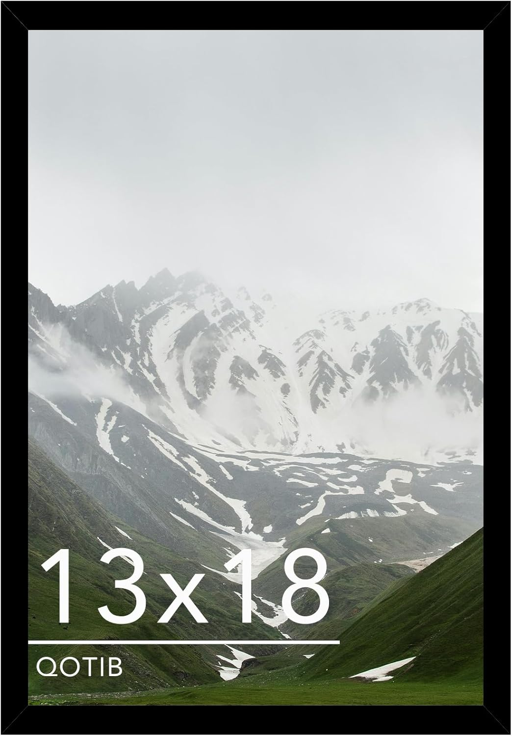 13X18 Picture Frame Black for Wall Mounting, Horizontal and Vertical Formats for