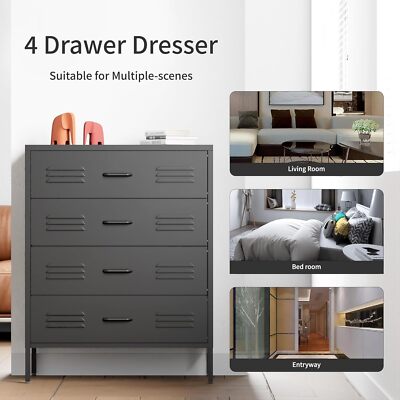 metal locker style dresser Amazon.com: COFaR Metal Dresser for Bedroom, 40in Tall Black Metallic Bedroom Dresser with 4 Drawers and Legs, Dressers & Chests of Drawers for Nightstand Bedside Dorm Nursery, Black : Home & Kitchen