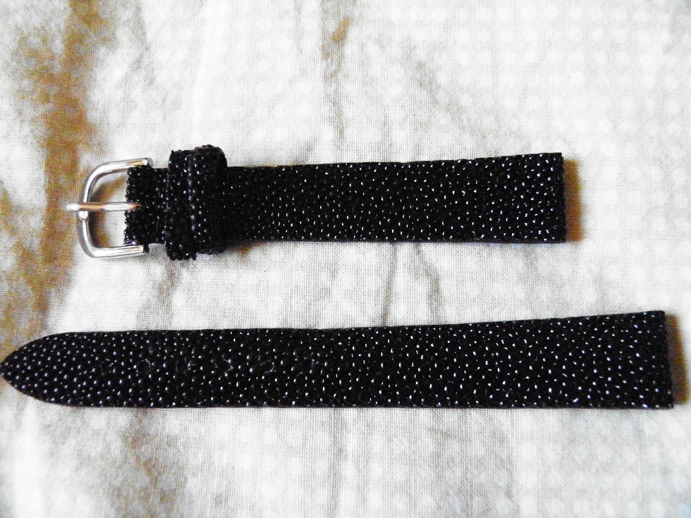 Bracelet en galuchat véritable noir 14mm remplacez votre vieux cuir par une matière inusable