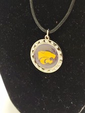 Kansas State University Wildcats Mascot Necklace Purple Gold Silver Rhinestone