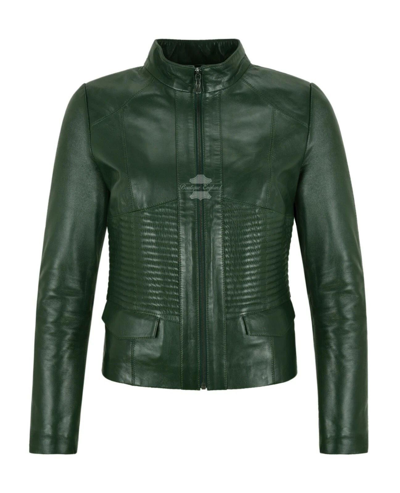 SUPREME Veste Femme Vert Décontractée Cool Flight Coat Veste Cuir Véritable