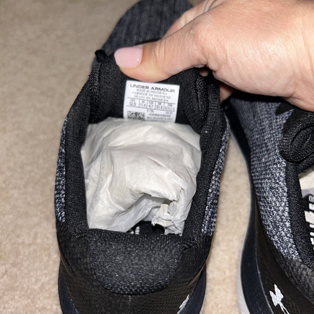 Under Armour Charged Impulse Mens Running Shoes Grey Black 3024878-102 Size 10.5 Under Armour Charged Impulse 2 UA Black Silver Men Running  main image 4
