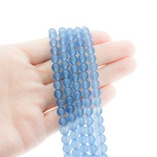 6mm Natural Blue Chalcedony Gemstone Beads - 1 Strand 60 Beads - BD1555
